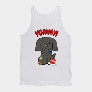 Cute black dog is having coffee and cake Tank Top